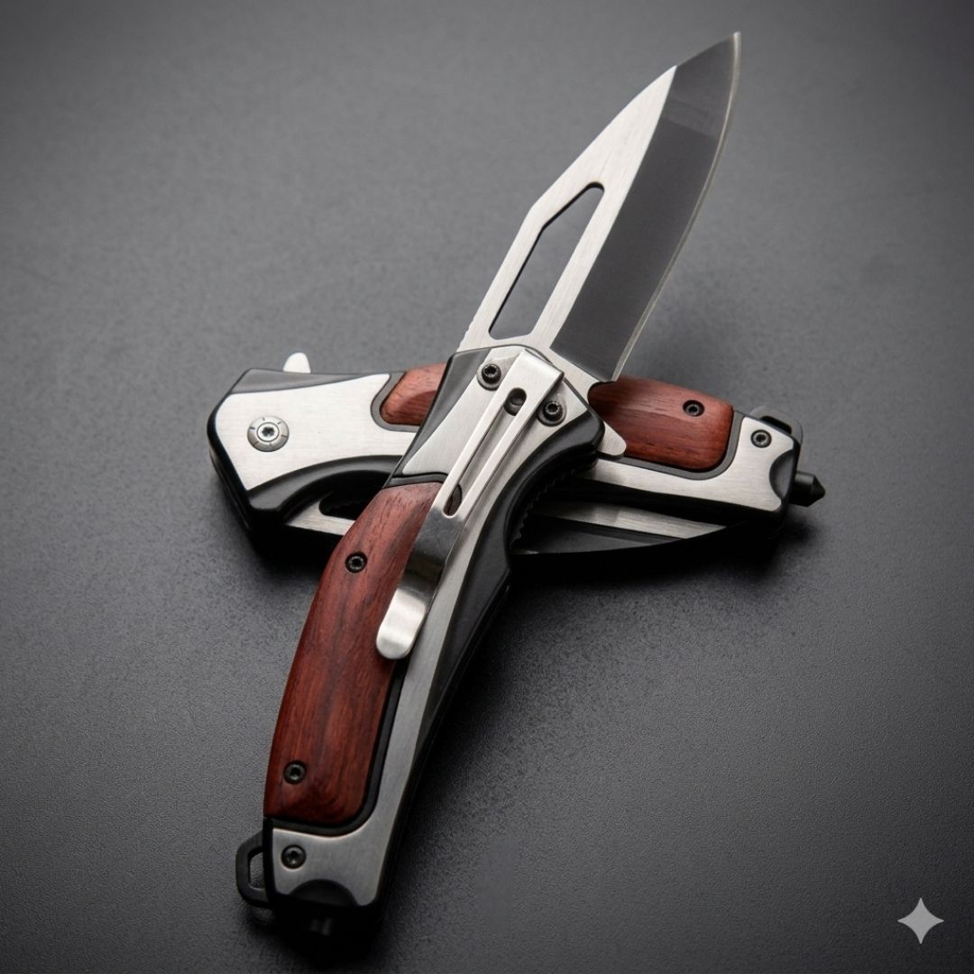 Folding Pocket Knife (Wood & Steel Finish)